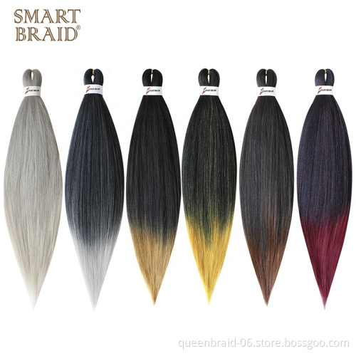 Hot Water Set Pre-Stretched Hair Extensions Ombre Synthetic Cheap Black Braiding Hair Prestretch Braid Hair Private Label